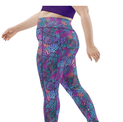 SPACEFISH Coral Kaleidoscope Contour Leggings