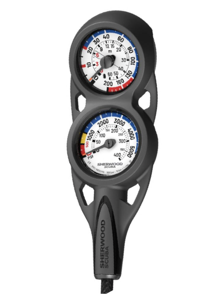 SHERWOOD Analog Console - Depth Gauge & SPG w/Flex Hose
